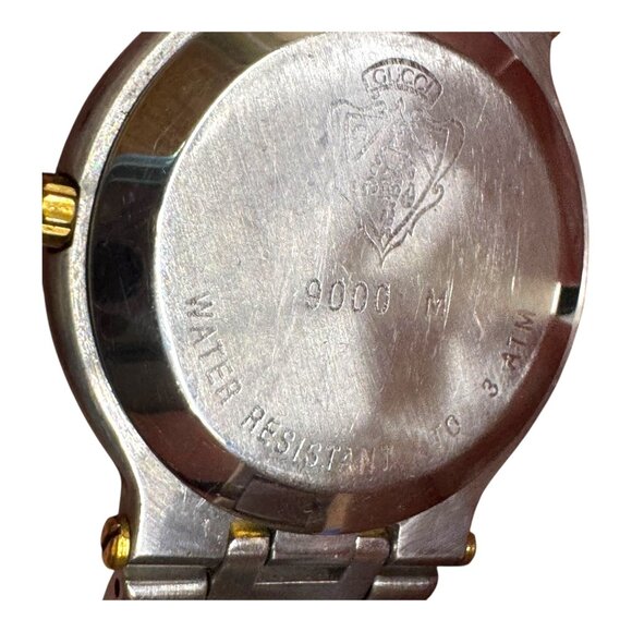 GUCCI Two Tone 9000M Quartz Gold Dial Men’s Womens watch Fast Shipping Authentic - Picture 4 of 6